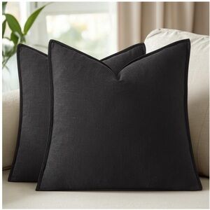 Black Throw Pillow Covers Large 24x24”- Set of 2